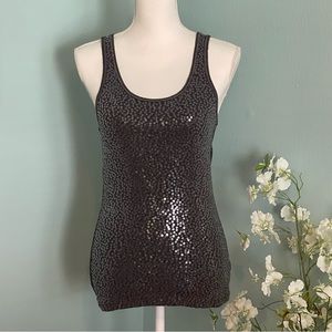 Aeropostale Stretch Gray Sequin Tank Top Size Medium